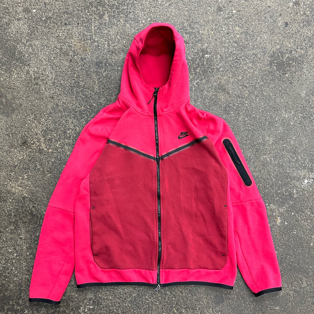 Nike Men's Tech Fleece Cu4489-643 Full Zip Hoodie Very Berry/Black Size